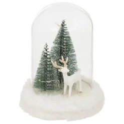 3S. x Home Décoration cloche en verre avec renne LED blanc chaud à piles New