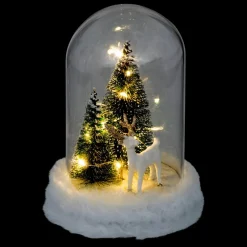 3S. x Home Décoration cloche en verre avec renne LED blanc chaud à piles New