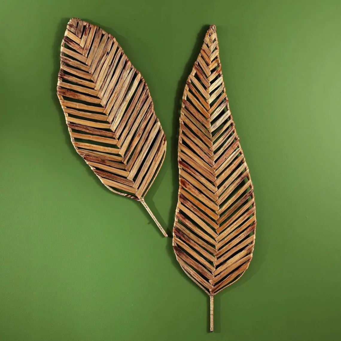 Becquet Décoration murale en jacynthe et structure metal PALMETTE FEUILLE New