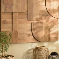 Macabane Décoration murale en pin recyclé formes géométriques SANDY marron