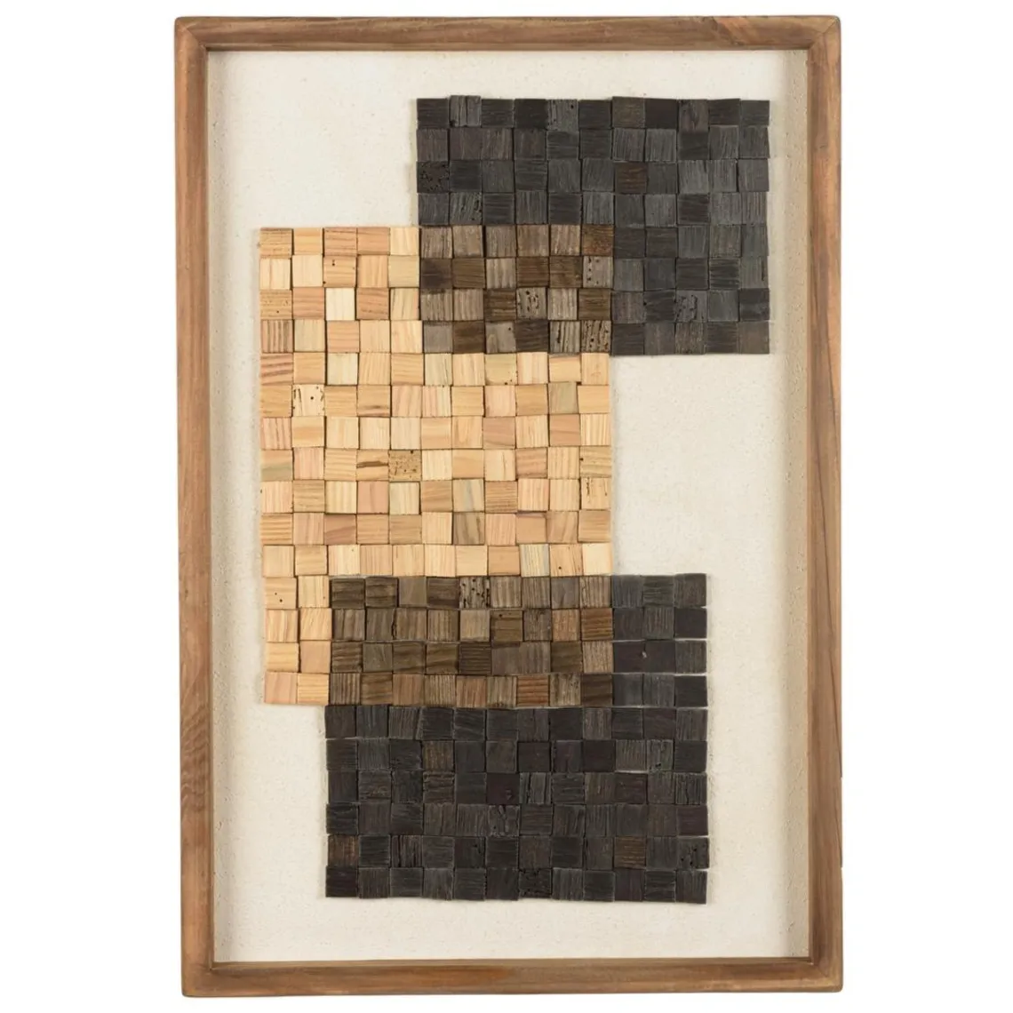 Macabane Décoration murale n°1 mosaïque en Pin recyclé SANDY beige et noire Best