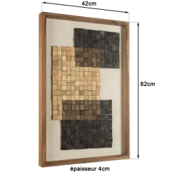 Macabane Décoration murale n°1 mosaïque en Pin recyclé SANDY beige et noire Best