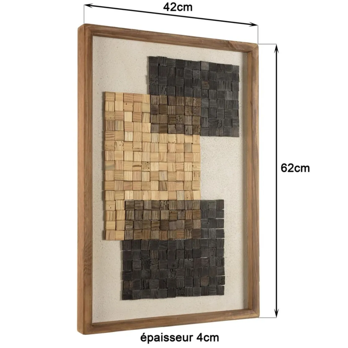 Macabane Décoration murale n°1 mosaïque en Pin recyclé SANDY beige et noire Best