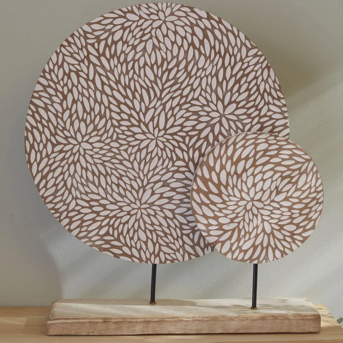 Today Deco a poser Beige Bois de manguier FACTORY -2 pièces Outlet