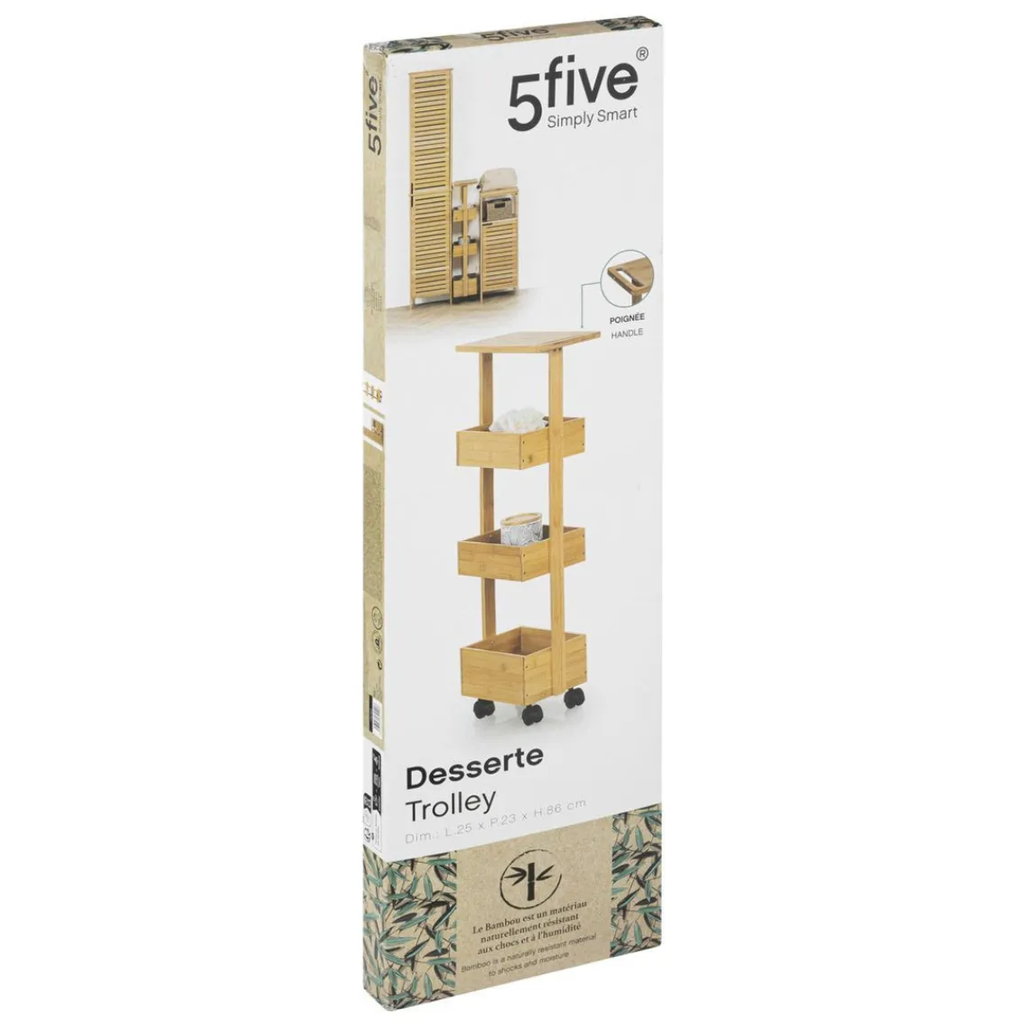 3S. x Home Desserte à roulette 4 niveaux en bambou Best