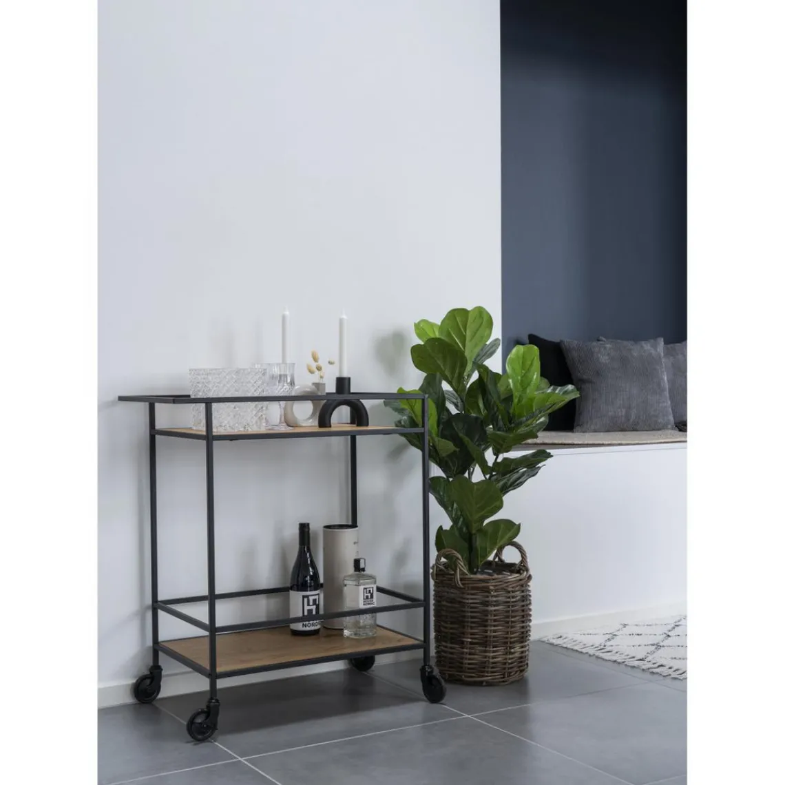 House Nordic Desserte A Roulettes VITA Noir Et Naturel New