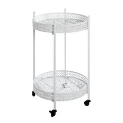 3S. x Home Desserte acier laqué blanc sur roulettes et plateaux métal laqué blanc