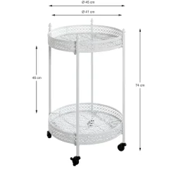 3S. x Home Desserte acier laqué blanc sur roulettes et plateaux métal laqué blanc