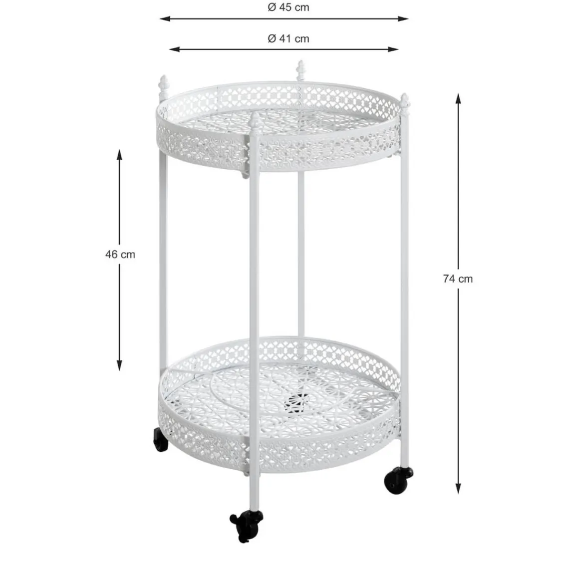 3S. x Home Desserte acier laqué blanc sur roulettes et plateaux métal laqué blanc