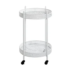 3S. x Home Desserte acier laqué blanc sur roulettes et plateaux métal laqué blanc