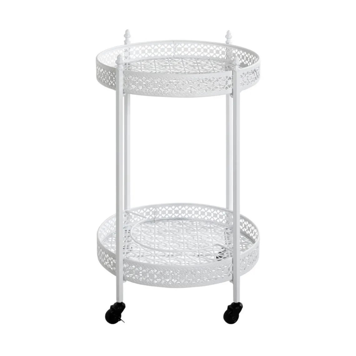 3S. x Home Desserte acier laqué blanc sur roulettes et plateaux métal laqué blanc