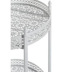 3S. x Home Desserte acier laqué blanc sur roulettes et plateaux métal laqué blanc