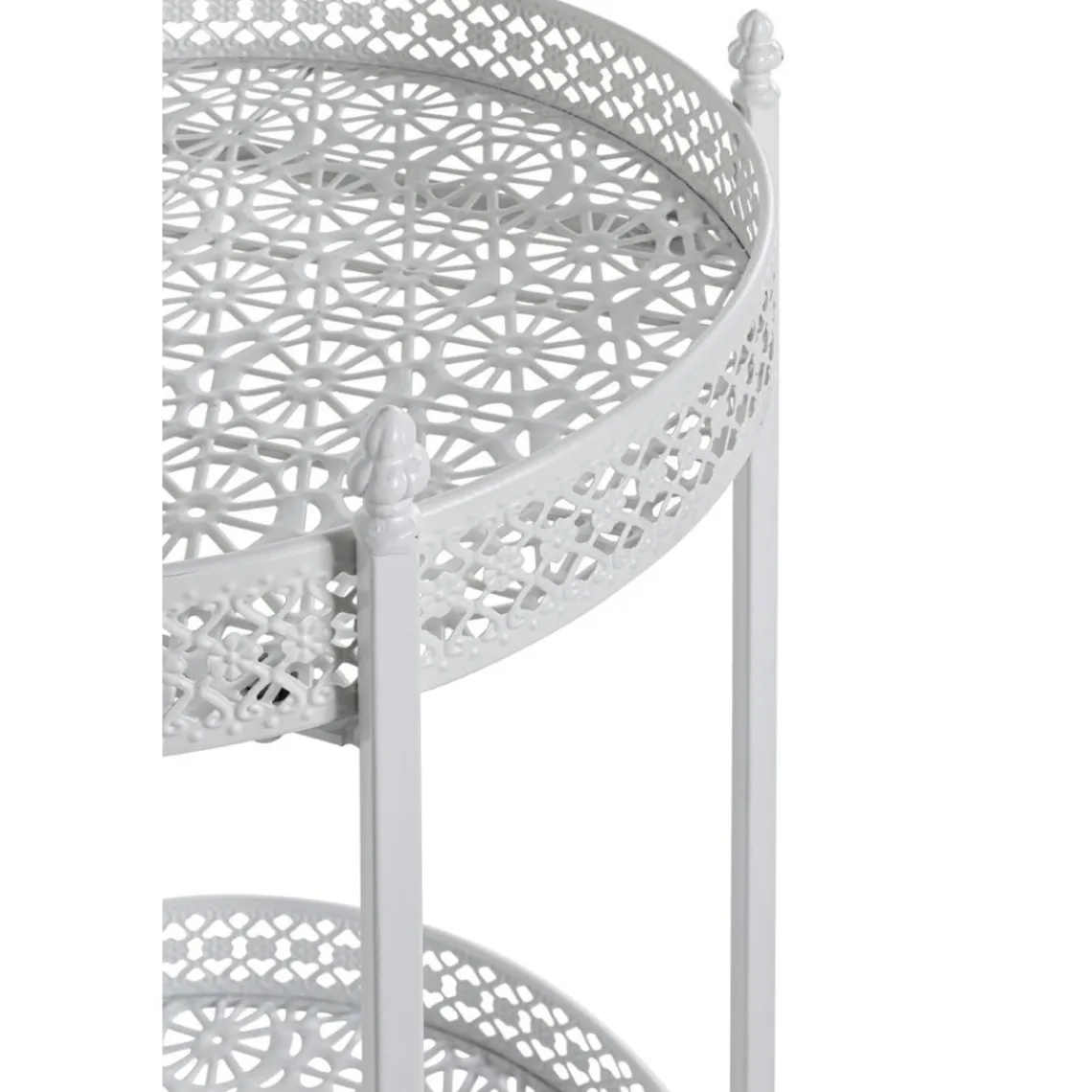 3S. x Home Desserte acier laqué blanc sur roulettes et plateaux métal laqué blanc