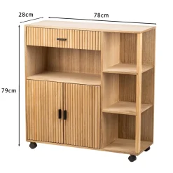 3S. x Home Desserte Chariot Bois Massif Rotin New