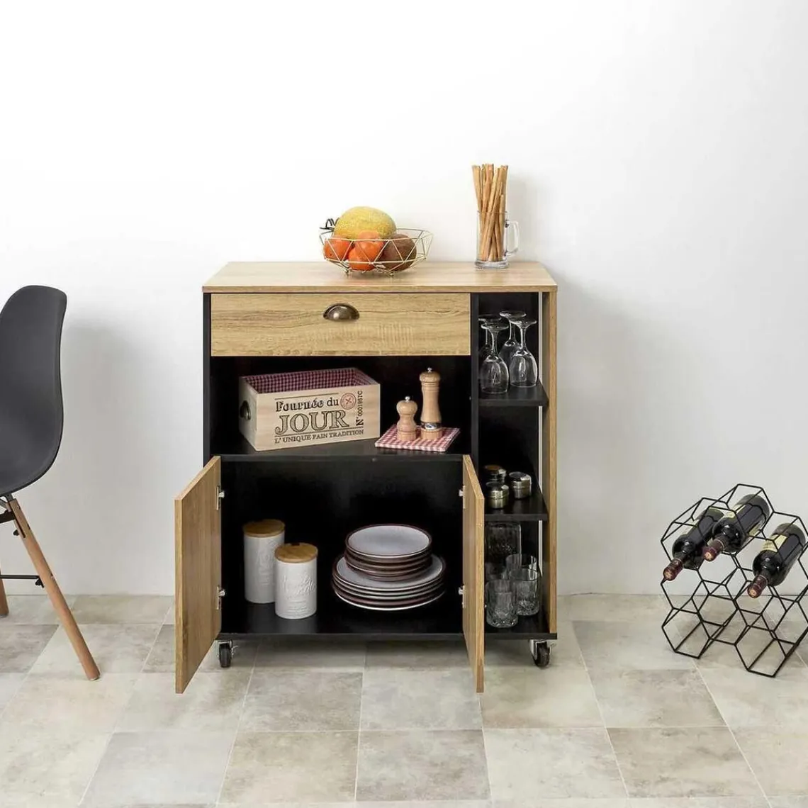 3S. x Home Desserte Cuisine Chef en Bois Sale