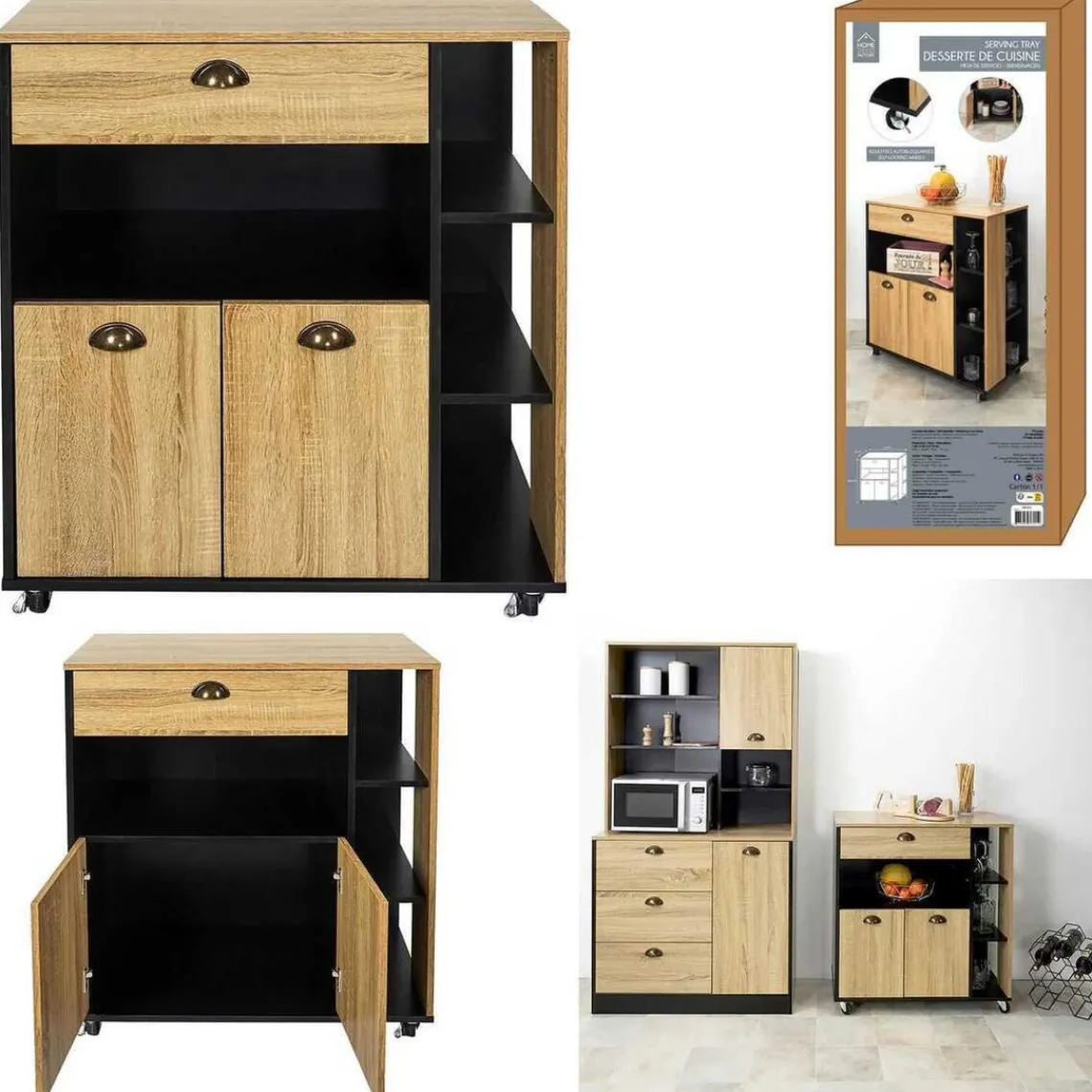 3S. x Home Desserte Cuisine Chef en Bois Sale