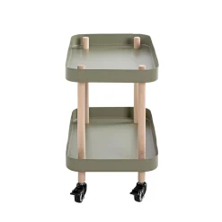 3S. x Home Desserte deux niveaux en bois avec plateaux métal laqué vert