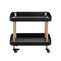 3S. x Home Desserte deux niveaux en bois avec plateaux métal laqué noir Online