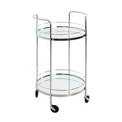 3S. x Home Desserte en métal chromé et tablettes en verre miroir Discount