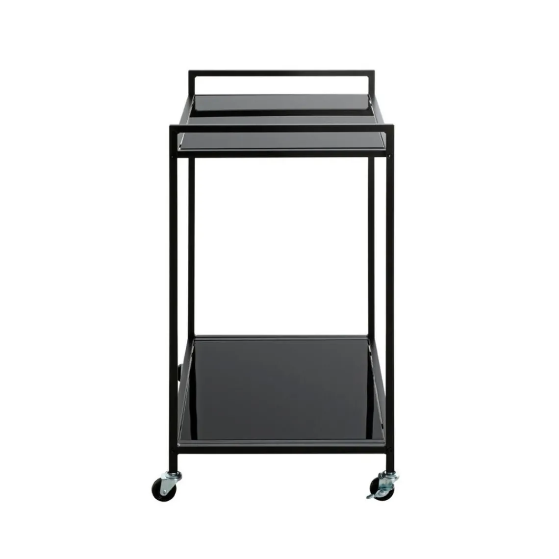 3S. x Home Desserte Noire en Métal avec plateau en Verre laqué Online