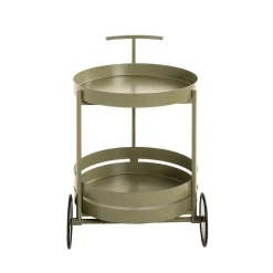 3S. x Home Desserte ronde double plateau vert minéral mat Discount