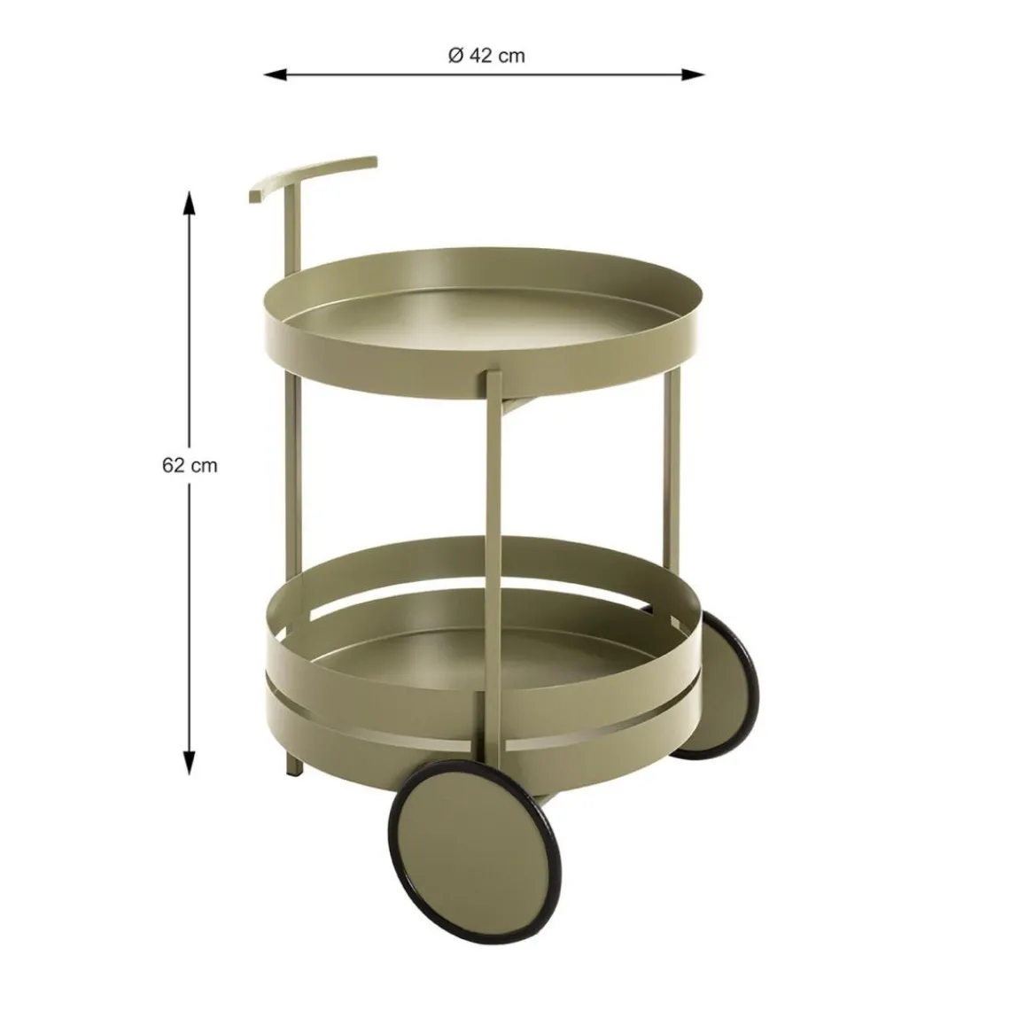 3S. x Home Desserte ronde double plateau vert minéral mat Discount