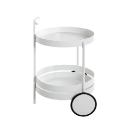 3S. x Home Desserte ronde double plateau blanc