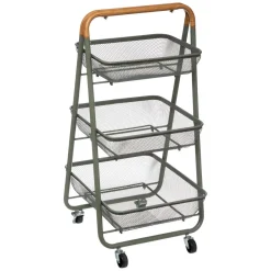 3S. x Home Desserte Rouleau 3 Niveaux Trio Kaki Sale
