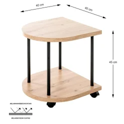 3S. x Home Desserte sur roulette avec double plateau décor chène bord arrondi New