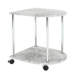 3S. x Home Desserte sur roulette avec plateau demi rond en bois et structure en acier chromé Hot