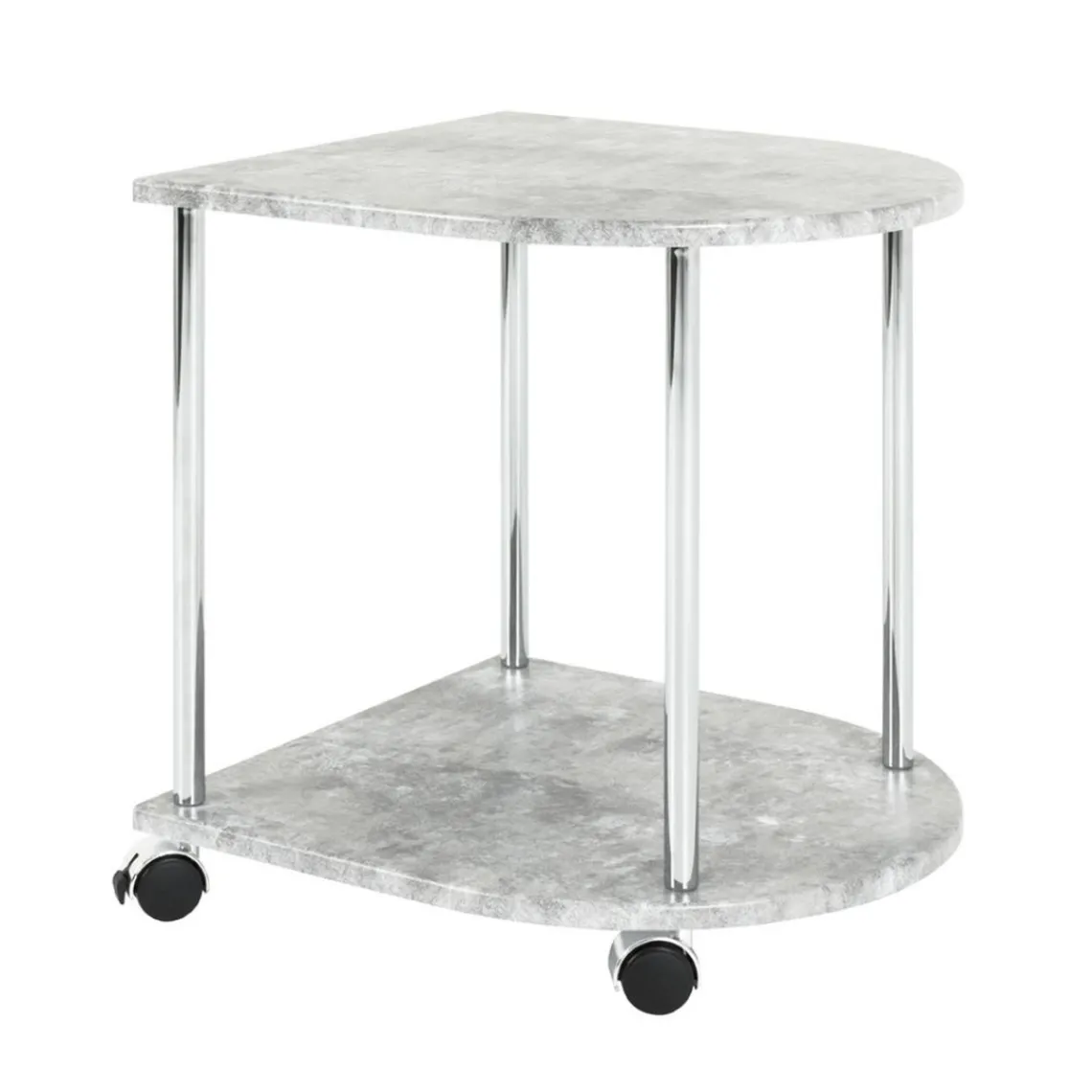 3S. x Home Desserte sur roulette avec plateau demi rond en bois et structure en acier chromé Hot