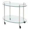 3S. x Home Desserte sur roulette ovale avec plateau verre transparent Discount