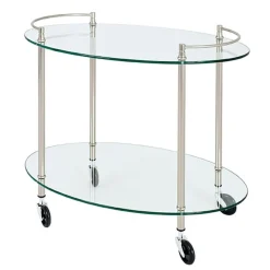 3S. x Home Desserte sur roulette ovale avec plateau verre transparent Discount