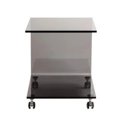 3S. x Home Desserte sur roulettes en verre arqué d'une seule pièce de 12 mm Gris New