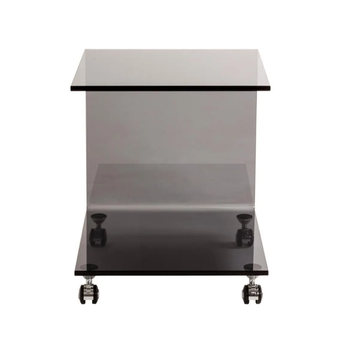 3S. x Home Desserte sur roulettes en verre arqué d'une seule pièce de 12 mm Gris New