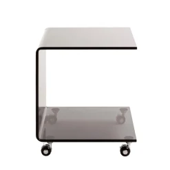 3S. x Home Desserte sur roulettes en verre arqué d'une seule pièce de 12 mm Gris New