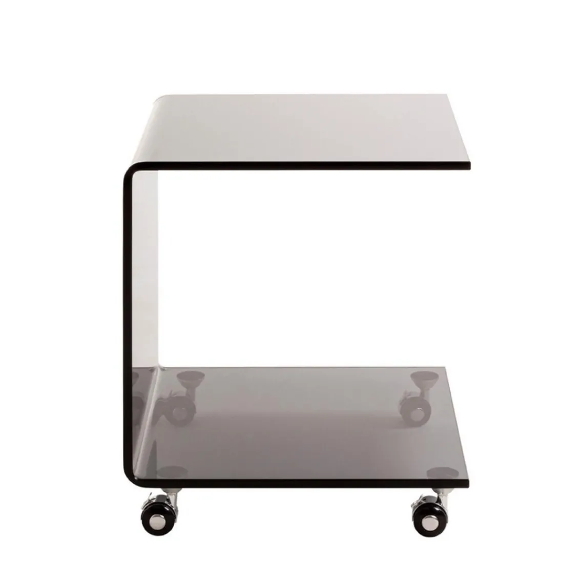 3S. x Home Desserte sur roulettes en verre arqué d'une seule pièce de 12 mm Gris New