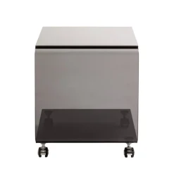 3S. x Home Desserte sur roulettes en verre arqué d'une seule pièce de 12 mm Gris New