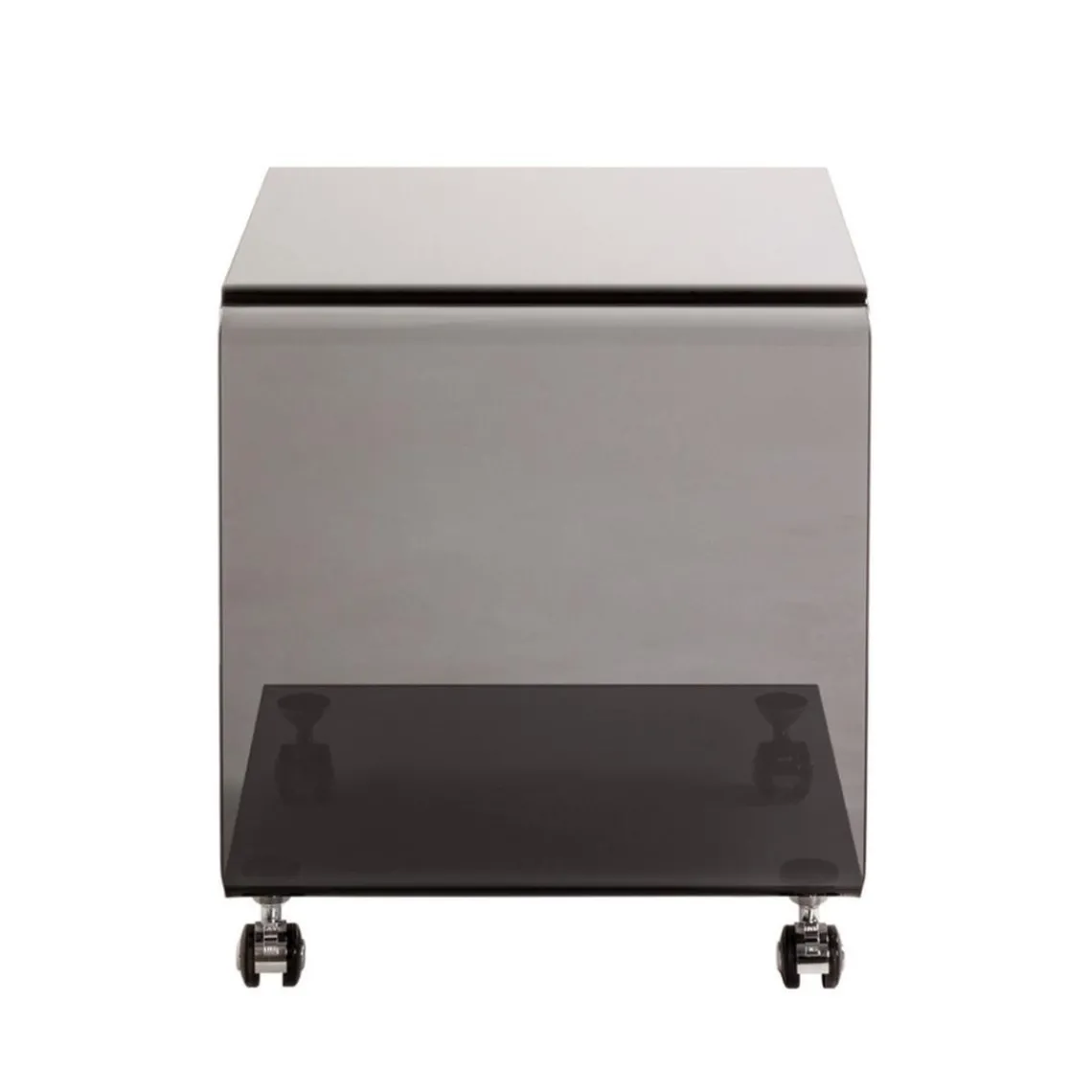 3S. x Home Desserte sur roulettes en verre arqué d'une seule pièce de 12 mm Gris New