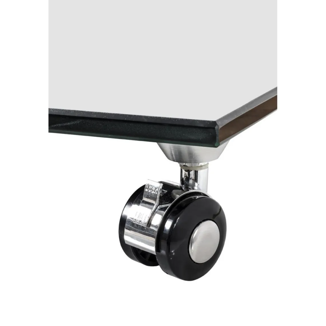 3S. x Home Desserte sur roulettes en verre transparent de 12 m avec intérieur laqué Blanc et extérieur laqué Noir