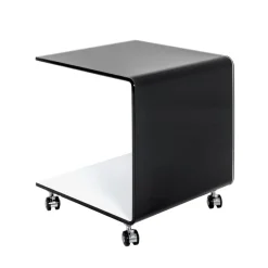 3S. x Home Desserte sur roulettes en verre transparent de 12 m avec intérieur laqué Blanc et extérieur laqué Noir