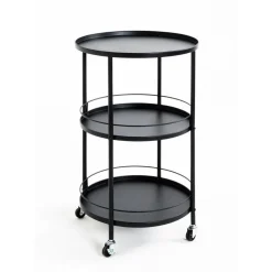 3S. x Home desserte tablettes en métal laqué noir New