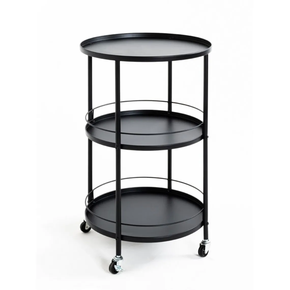 3S. x Home desserte tablettes en métal laqué noir New
