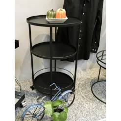 3S. x Home desserte tablettes en métal laqué noir New