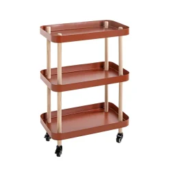 3S. x Home Desserte trois niveaux en bois avec étagères métal laqué rouge Best