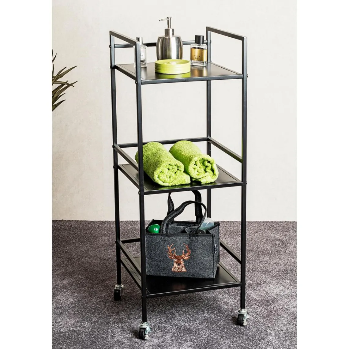 3S. x Home Desserte trois niveaux en métal noir Best