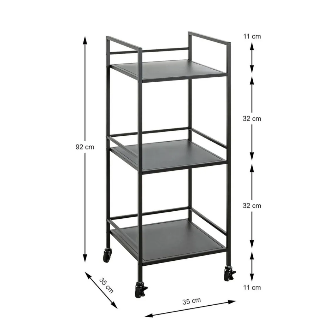 3S. x Home Desserte trois niveaux en métal noir Best