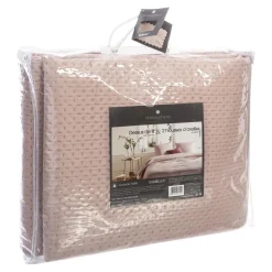 3S. x Home Dessus de lit Dolce 260x240cm - Rose Rose poudre Discount