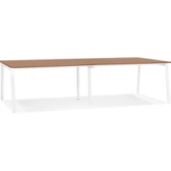ALTEREGO Double bureau bench ou table de réunion 'AMADEUS' en bois finition Noyer et métal blanc