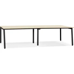ALTEREGO Double bureau bench ou table de réunion 'AMADEUS' en bois finition naturelle et métal noir